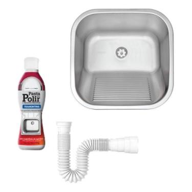 Imagem de Tanque Tramontina para lavar roupa Inox de Lavanderia Hera, Cinza