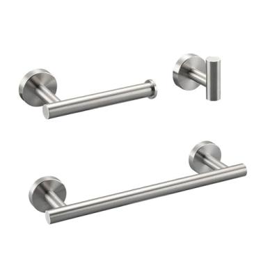 Imagem de Organizador de banheiro de aço inoxidável preto - Suporte para toalhas de papel higiênico - Para montagem na parede de cozinha/banheiro, A6181N