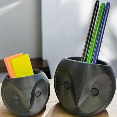 Imagem de Kit 2 Potes Corujas - Porta Treco, Caneta Enfeite Decoração - FLEX3D, 