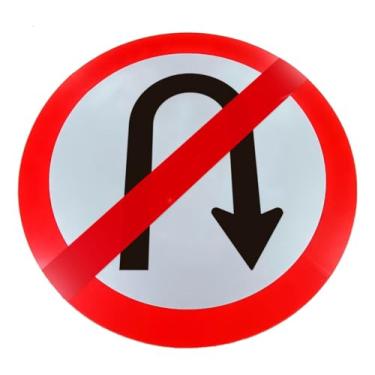 Imagem de Kit 5 Placas de Sinalização, Condomínio, Proibido Retornar à Direita, Refletiva, 40cm, em ACM 3mm (alumínio composto)