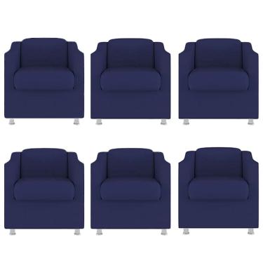 Imagem de Kit 6 Poltronas Bia Decorativa Reforçada Recepção Clinica Salão Sala De Estar Suede