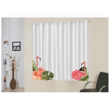 Imagem de Cortina Infantil para Quarto 2,20 x 1,40 Flamingos  - Casa Home