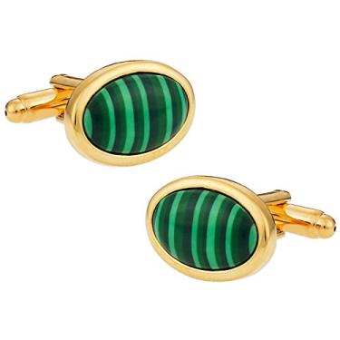 Imagem de Abotoaduras de tom dourado Malachite da Cuff-Daddy