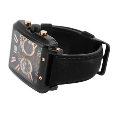 Imagem de Generic Relógio de Negócios do Cronógrafo, Analog Chronograph Business Watch Pu Leather Strap Ideal Presente para o Dia de Ação de Graças (Dial Black Strap Blue)