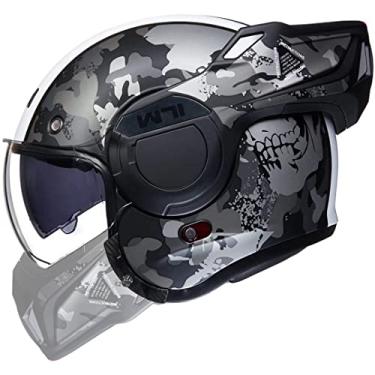 Imagem de ILM Capacete Modular Vintage Integral Para Motocicleta, Adulto, Masculino, Quadriciclo, Utv, Moto De Neve, Com Proteção Queixo Reversível 180°, Modelo Dot-B707 (Camuflagem, Tamanho P)