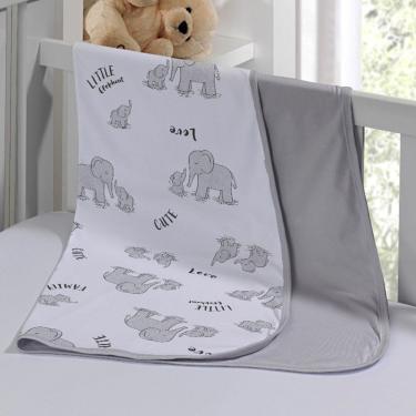 Imagem de Cueiro Duplo Tecebem Baby Dom Malha 100% Algodão Estampado Kinder 80cm X 90cm Cinza