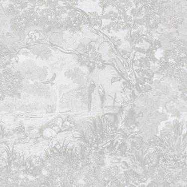 Imagem de Ismoon Papel de parede cinza de papel de parede neutro 17,3 pol. × 16,12 m papel de parede autoadesivo removível vintage animais selva papel de contato para armários banheiro paredes cobrindo rolo de