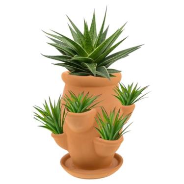 Imagem de VICASKY Vaso de morango, torre, plantas, plantas ao ar livre, terracota, galinha, pintinhos, em forma de caule verde, grés, suculentas, orquídeas, decorativo, vertical, jardinagem, varandas