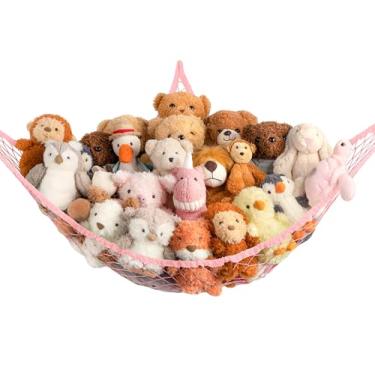 Imagem de Canto de rede de armazenamento de animais de pelúcia – Rede grande de brinquedo para decoração de quarto de animais de pelúcia – Suporte organizador de animais fofos para pelúcia – Decoração de casa