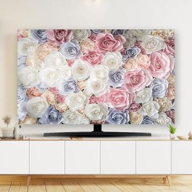 Imagem de Capa de TV 32-80 polegadas impressão simples capa de poeira para TV arte interior pano tela LCD LED capa protetora de tela curva tela curva LCD LED TV display capa decoração quarto - Rosa-2||203.2 cm