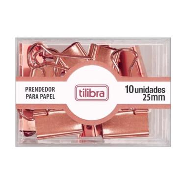 Imagem de Tilibra - Prendedor de Papel 25mm Ouro Rose 10 Unidades