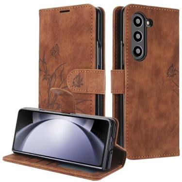 Imagem de MVVKKY Capa protetora para Galaxy Z Fold6 com alça de couro e porta-cartões (para Galaxy Z Fold6/marrom)