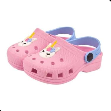 Imagem de Babuche Sandália Infantil Feminina Unicórnio Dulupé, Super Leve e Macia, Antiderrapante (Rosa, BR, Bebê, Faixa Numérico, 17, 18)
