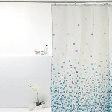 Imagem de Cortina Para Box Banheiro Antimofo Poliéster 198x180cm - Pastilha Azul
