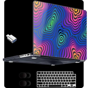 Imagem de MEEgoodo Capa transparente compatível com modelos A3403/A3186/A2991/A2780/A2485 M3 M2 M1 Pro/Max, Ripple abstrato