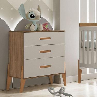 Imagem de Cômoda Gaveteiro Infantil Ambiente Emilly Off White Carvalho - Canaã Baby