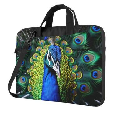 Imagem de Capa protetora para notebook azul pavão à prova de choque bolsa portátil para laptop à prova d'água para homens e mulheres, Preto, 14 inch
