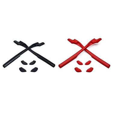 Imagem de Eye Opening Stuff Kits de borracha de substituição compatíveis com óculos de sol Oakley Half Jacket 2.0 OO9144/2.0 XL – Preto e vermelho