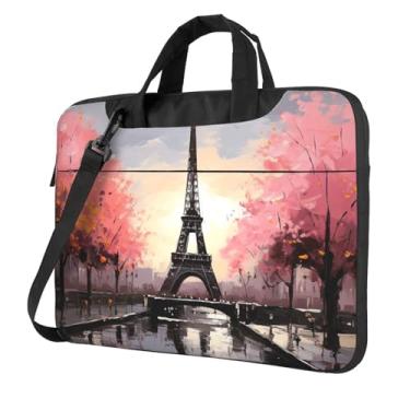 Imagem de Capa para laptop com pintura a óleo da Torre Eiffel de Paris, capa protetora à prova de choque para notebook bolsa portátil para laptop, Preto, 13 inch