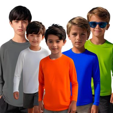 Imagem de Kit c/ 5 Camisetas Térmica Proteção UV Manga Longa Solar Infantil PLT 1020-Unissex
