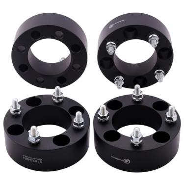 Imagem de VLAOSCHI Espaçadores de roda 4 x 4 pretos forjados 5 cm com pinos M12x1,25 compatíveis com carrinho de golfe Yamaha (padrão de parafuso 4 x 101,6 furo central de 68,5 mm) - Pacote com 4