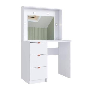 Imagem de Penteadeira Escrivaninha com Espelho e 3 Gavetas Arte Cas CM90 Branco