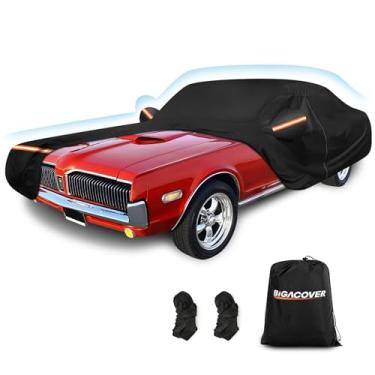 Imagem de Capa de carro para Mercury Cougar 1967-1973, 1980-1997, impermeável 210D Oxford pano e capa de algodão capa para carro ao ar livre com zíper à prova de vento resistente para todos os climas