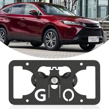 Imagem de Moldura frontal sem furadeira compatível com Toyota Venza 2021-2024 Suporte de suporte de grade de placa de carro antifurto Capas de etiqueta de carro à prova de ferrugem, acessórios de carro à prova