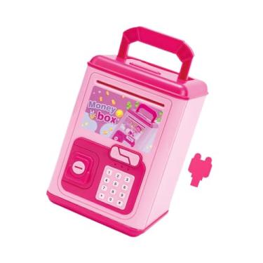 Imagem de Fenteer Cofrinho de brinquedo educacional multiuso de grande capacidade, enfeite de caixa de dinheiro, Rosa Vermelha