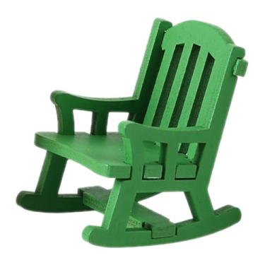 Imagem de oshhni Cadeira de balanço em miniatura 1:12, móveis artesanais, miniaturas de brinquedo para, modelo de, estação ferroviária arquitetônica, Verde