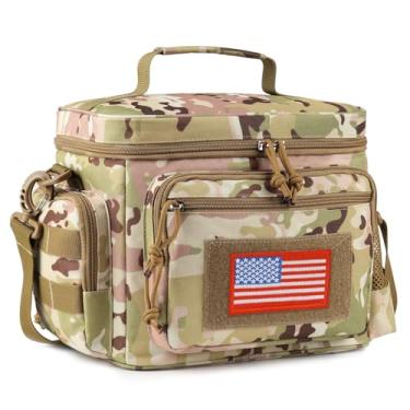 Imagem de Bolsa térmica masculina ATRIPACK, lancheira tática com sistema molle, à prova de vazamentos, isolada, grande, feminina, para adultos, com alça de ombro ajustável, durável (marrom)