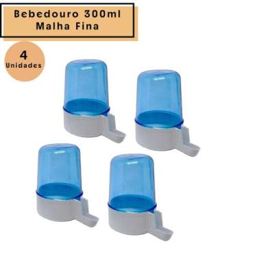 Imagem de Kit 4 Bebedouros Plastico Italiano 300ml Malha Fina - Pasaros em Geral