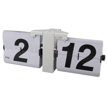 Imagem de Zhjvihx Relógio de Flip Automático, Parede Pendurada Em PVC Digital Flip Down Clock Bateria Vintage Alimentada para Office (Branco)