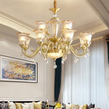 Imagem de Luxo Moderno Sala De Estar Cristal Lustre LED Moda Criatividade Restaurante Quarto Villa Hotel Duplex Lâmpada Pendente (B L100CM)