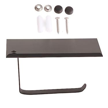 Imagem de Aço inoxidável Papel Toalha Titular Dispenser Papel Higiênico Punch Dual Use Tissue Roll Armazenamento Hanger Prateleira para Banheiro Cozinha Sala Quarto (K6 preto)