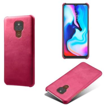 Imagem de Capa para MOTO E7 Plus,Proteção contra quedas,Casca de volta de cor sólida simples,Design de couro de imitação de plástico-Rose