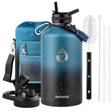 Imagem de RAYMYLO Garrafa de água isolada de 3,628 g, garrafas de água de aço inoxidável a vácuo de parede tripla - Mantém frio 48H, jarro reutilizável de 1,8 litro para academia, esportes, acampamento