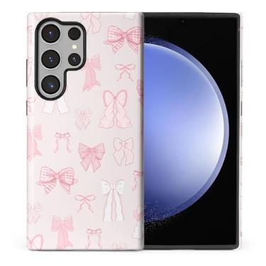 Imagem de ilikediy Capa para Samsung Galaxy S24 Ultra, HL2 Coquete Fita Rosa Laço Híbrido 2 Camadas Capa Rígida Design Padrão de Silicone Capa Protetora