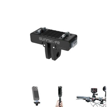 Imagem de Suporte adaptador magnético de liberação rápida compatível com Insta360 X5 / Ace/Ace Pro Series, sistema de bloqueio duplo com rosca de 0,6 cm e base dobrável para clipe de mochila, tripé e guidão