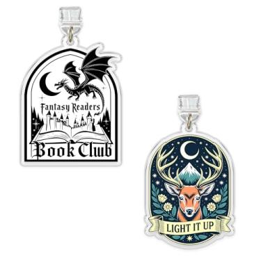 Imagem de MAILAINK Conjunto de 2 peças de pingentes Kindle ACOTAR, berloque de plugue de poeira de 3,8 cm ACOTAR, SJM, Dragão, Bookish, Book Club Lightning/Tipo C, Type C, Acrílico, Sem Pedra Preciosa