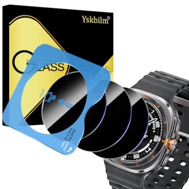 Imagem de Yskbilm (Pacote com 3) para Samsung Galaxy Watch 8 Ultra 2025 Protetor de tela de privacidade de 47 mm com moldura de instalação de alinhamento automático, protetor de tela de vidro temperado