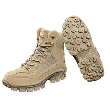 Imagem de Bota Tática Militar Masculina – Couro e Nylon Resistente, Solado Antiderrapante, Conforto e Proteção para Caminhadas, Caça, Trilha e Uso Tático do 38 ao 43.Apos realizar a compra envie uma mensagem com o número desejado.