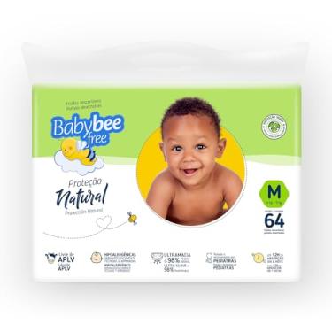 Imagem de Baby Bee Free Proteção Natural, Fraldas Descartáveis, Hipoalergênicas, Ultramacia, livre de APLV (M)