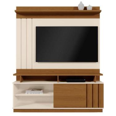 Imagem de Home Mobler Goiás Para TV de 55" 185x150x33,8cm, OFF WHITE/AMENDOA
