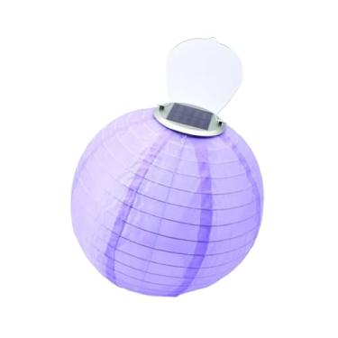 Imagem de Lanterna solar de jardim de 12 polegadas - Lâmpada de bola suspensa com luzes de fada de nylon para áreas externas(Purple1)