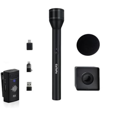 Imagem de CaTeFo Microfone de mão sem fio RigMic-S com alcance de 200 m, bateria de 60 horas, redução de ruído, compatibilidade para câmera, smartphones, PC, Osmo Pocket 3, ação 5/4 – Inclui para-brisas e