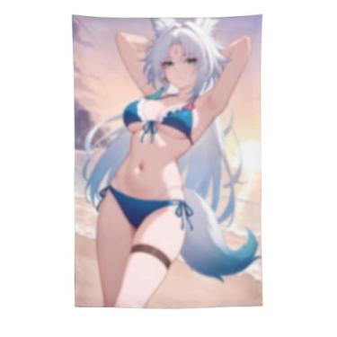Imagem de LIEGBMEU Sexy Bikini Hot Anime Girl Tapeçaria 152.4 cm x 228.6 cm Interior Exterior Wall Quilt Art Decoração de Tapeçaria Caprichosa, AC095