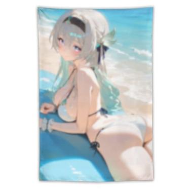 Imagem de LIEGBMEU Sexy Bikini Hot Anime Girl Tapeçaria 101.6 cm x 152.4 cm Interior Exterior Wall Quilt Art Decoração de Tapeçaria Caprichosa, AF080