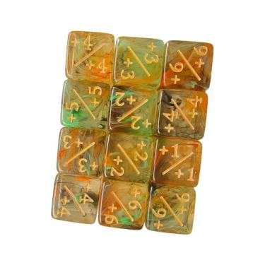 Imagem de Kokiya 10 peças de dados de contagem de 6 lados, suprimentos para ensino de matemática, fichas de adição e subtração, dados numéricos, Laranja Preto