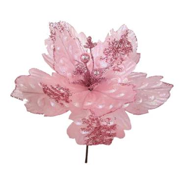 Imagem de Fenteer Picareta de Poinsétia de Natal, Flor de Seda Artificial, Decoração para Casa, Flor Artificial para Ano Novo, Guirlanda de Cemitério, Centro de Mesa de